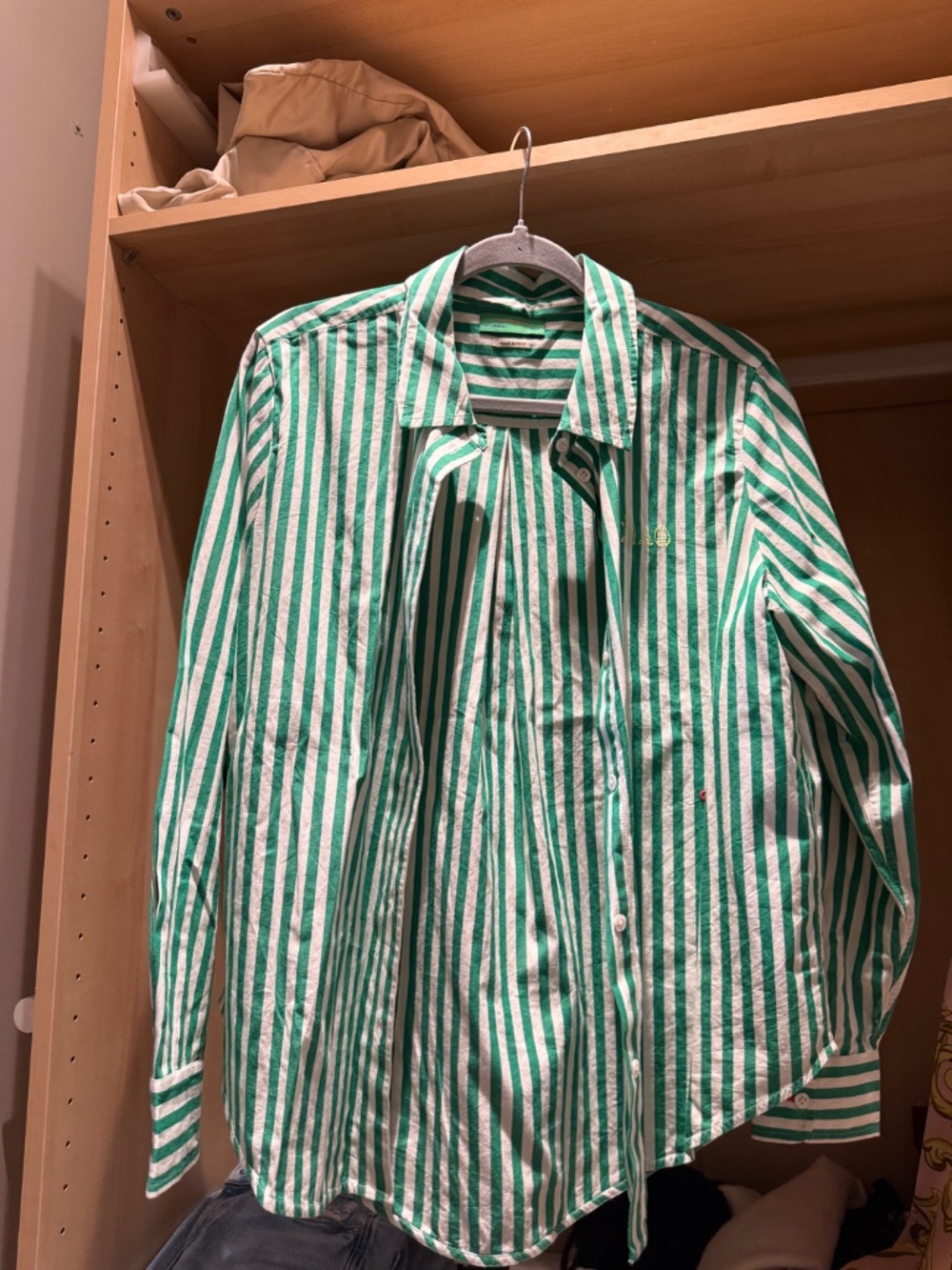 Claire V Green and White Striped Button Down Shirt - Picture 5 of 13